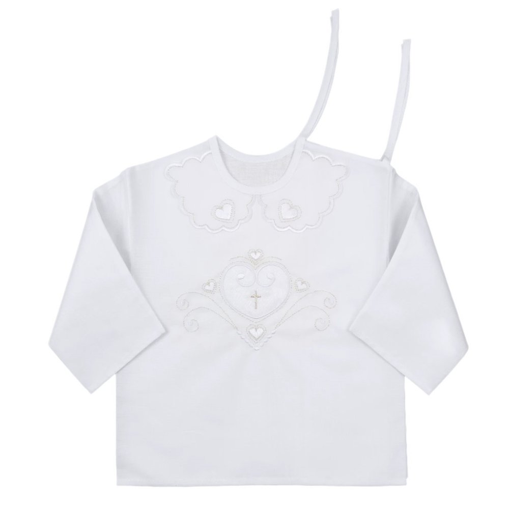 RICHELIEU Camicia battesimo cuori cotone tinta unita taglia 56