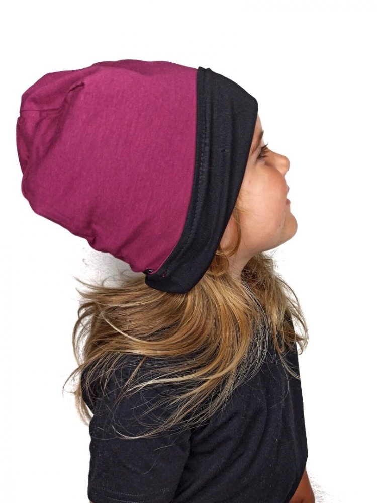 Casquette enfant en coton, réversible, noir+cyclamen M (4-14 let) – Image 3
