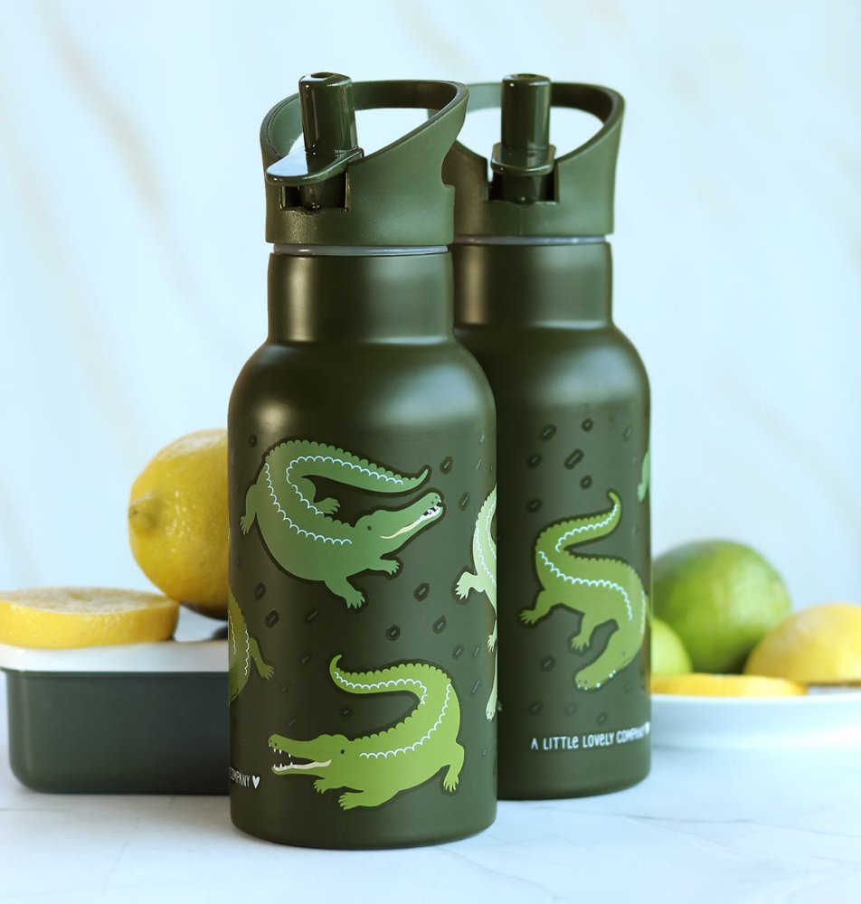A Little Lovely Company - Borraccia in acciaio inossidabile, 350 ml - coccodrillo - immagine 5