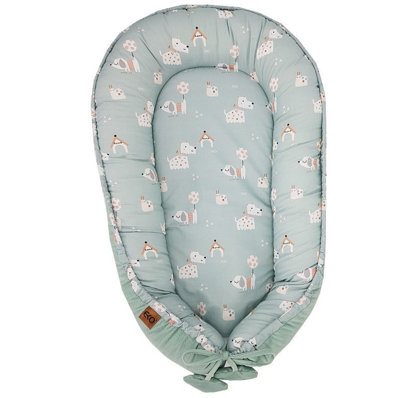 Nido per neonati EKO VELVET Dogs Mint 90x60 cm - immagine 4