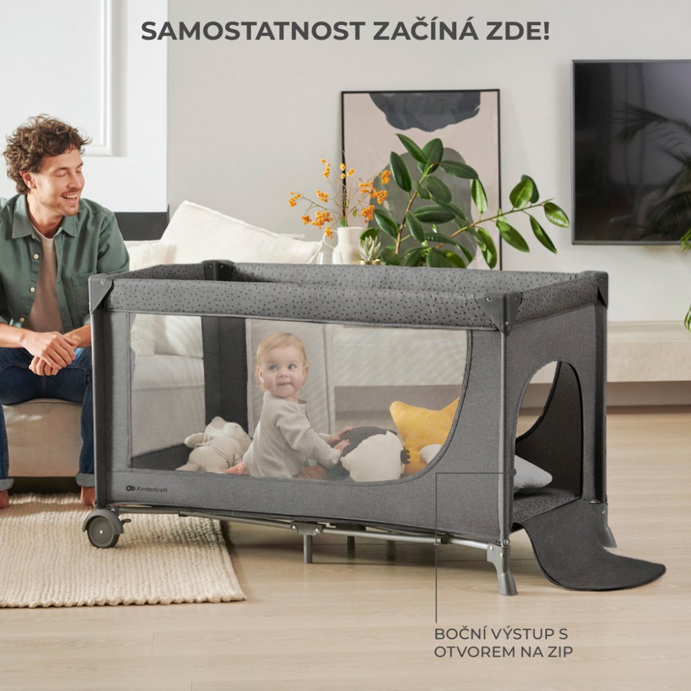 KINDERKRAFT Lettino da viaggio Joy 2 con accessori Dark grey - immagine 7
