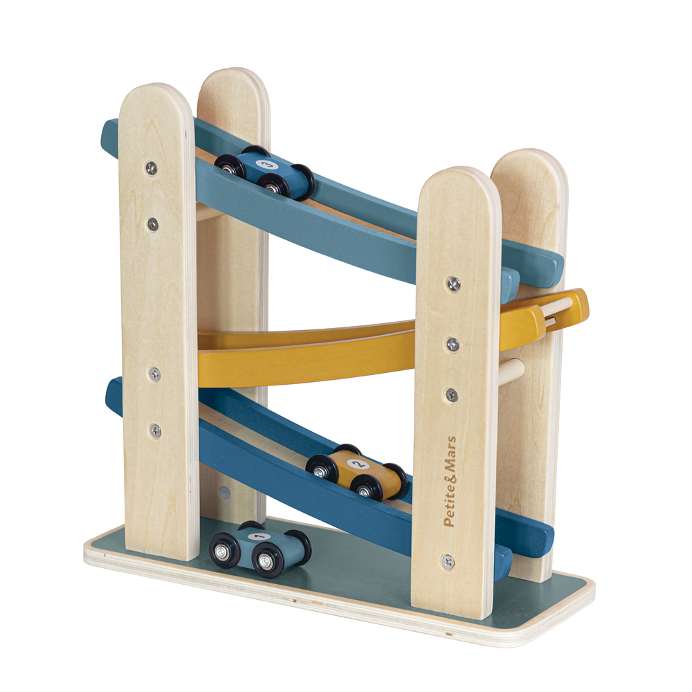 PETITE&MARS Giocattolo pista da corsa in legno Milky Way Wood of Mars 18m+ Cosmic Blue