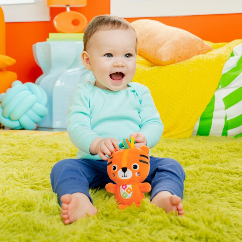 BRIGHT STARTS Sonaglio di peluche con anello a C tigre Jingle Joy™ 0m+ - immagine 6