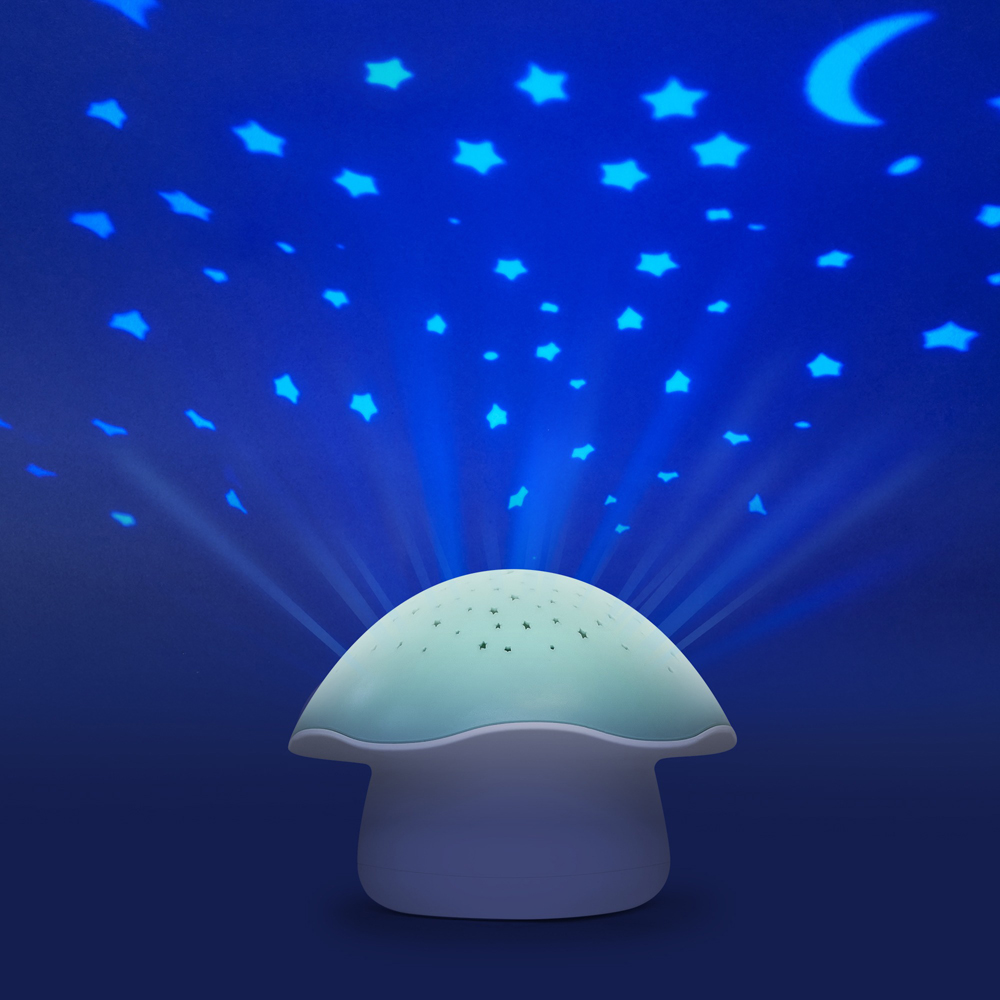 PABOBO Proiettore cielo notturno con rumore bianco e sensore pianto Star Mushroom Blue - immagine 5
