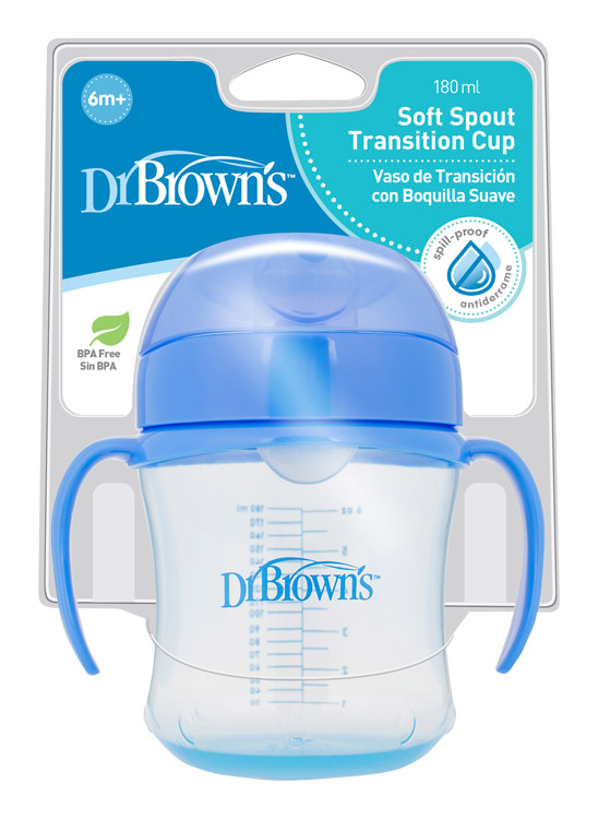 DR.BROWN'S Tasse à bec souple 180ml 6m+, bleu (TC61004-INTL) – Image 4