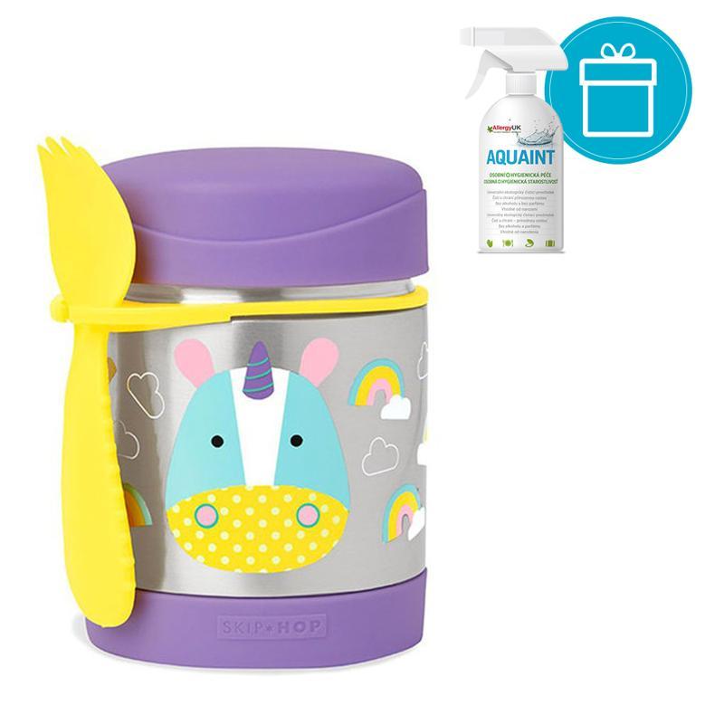 SKIP HOP Zoo Thermos pour aliments avec cuillère/fourchette Licorne 325 ml, 3+ + AQUAINT 500 ml
