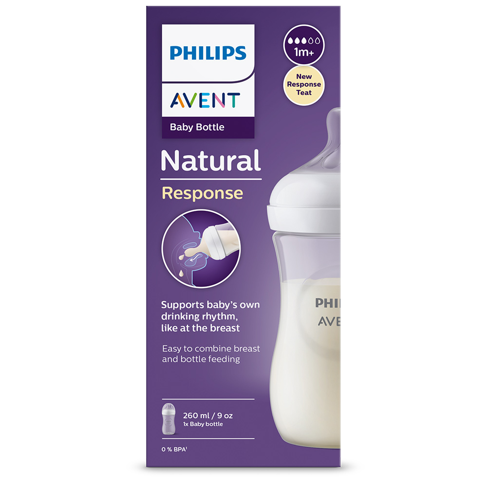 Philips AVENT Biberon Natural Response 260 ml, 1m+omaggio PETITE&MARS Ciotola 6m+ - immagine 4