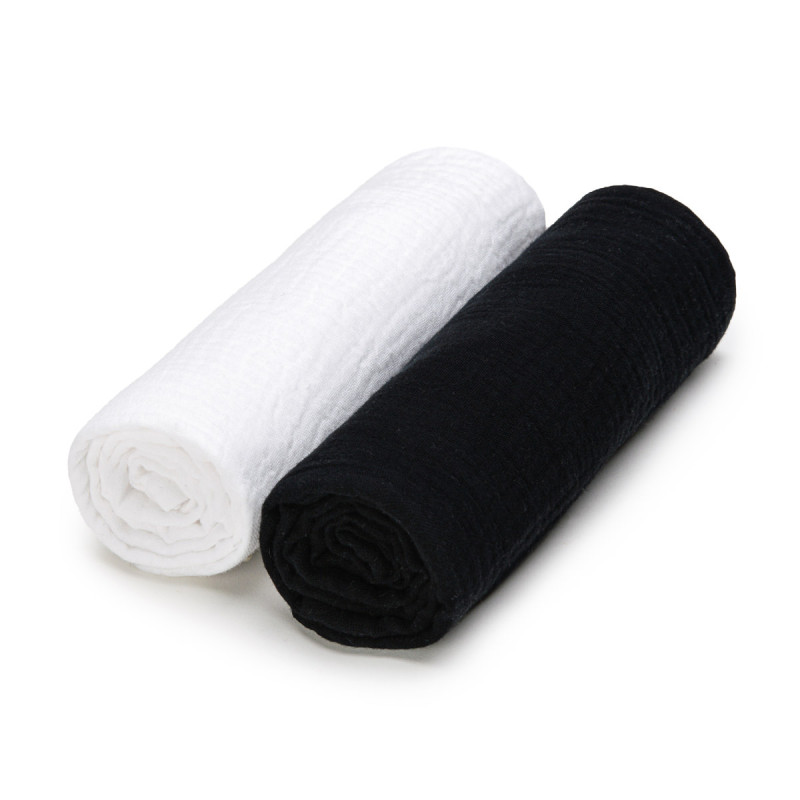 T-TOMI BIO Pannolini in mussola 65x65 cm, 2 pz, Black + White