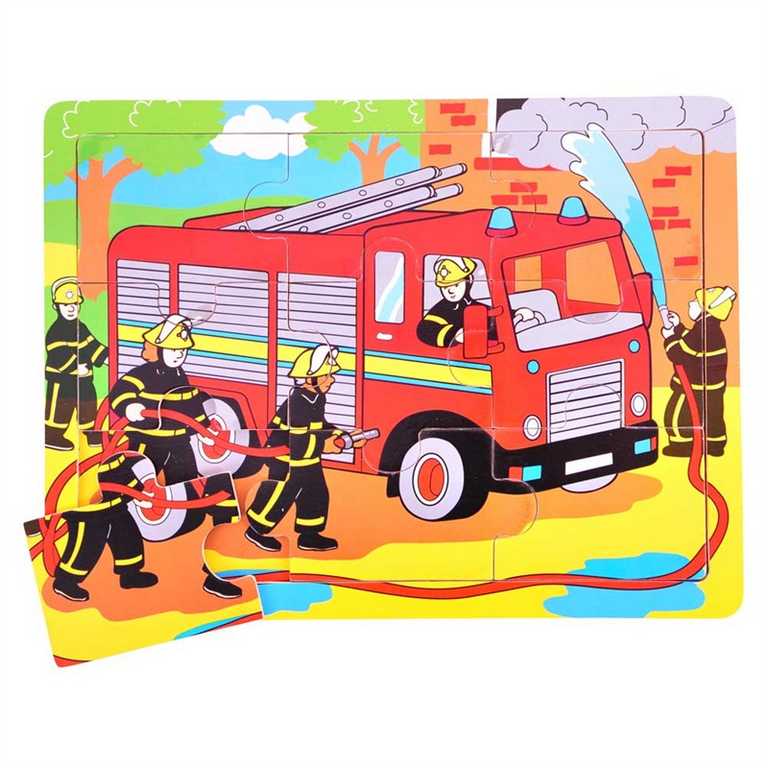 Bigjigs Toys Puzle de madera bomberos 9 piezas