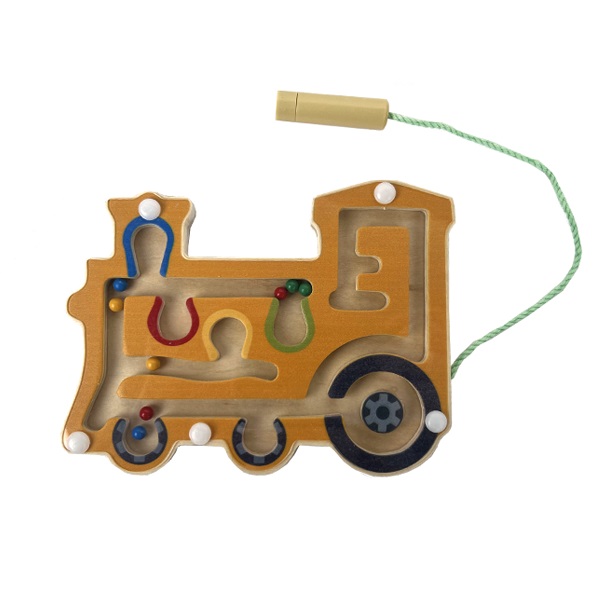Bigjigs Toys Labyrint magnétique en bois Locomotive orange