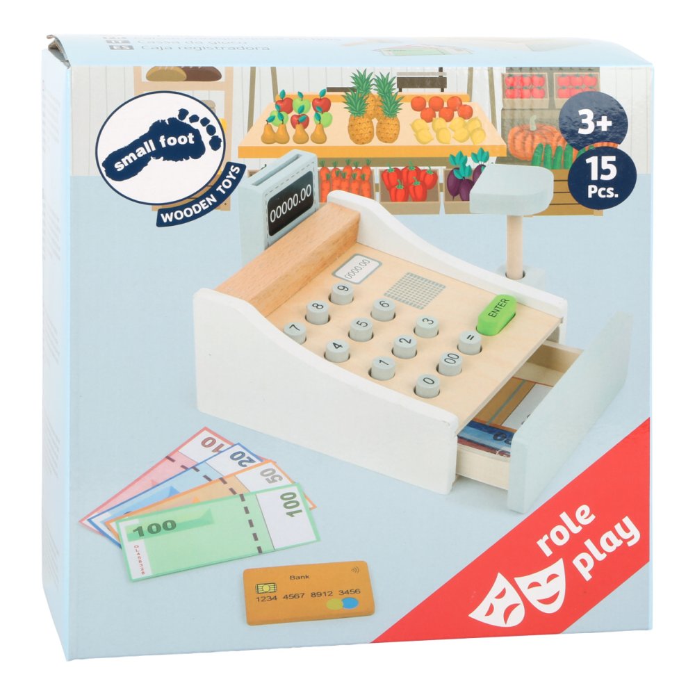 small foot Drewniana kasa fiskalna biała - obrazek 5