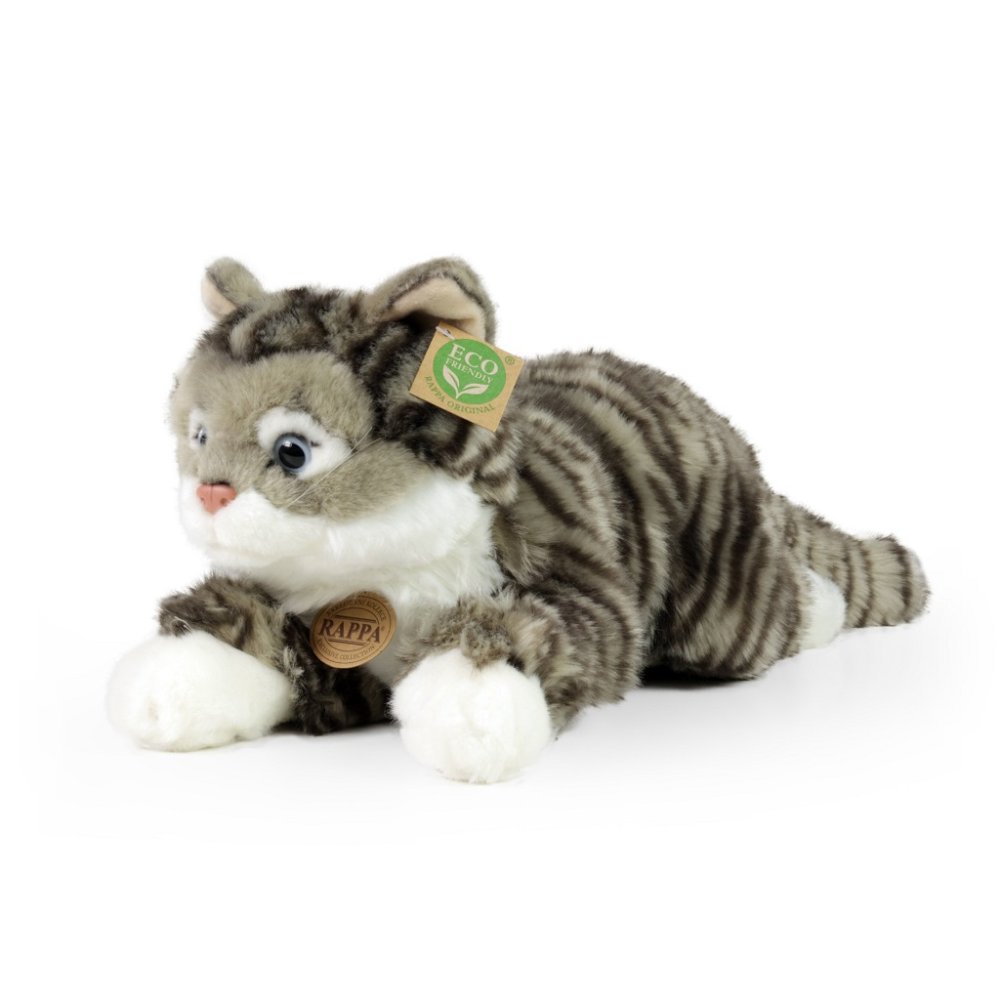 Rappa Chat tigré gris en peluche 40 cm ECO-FRIENDLY