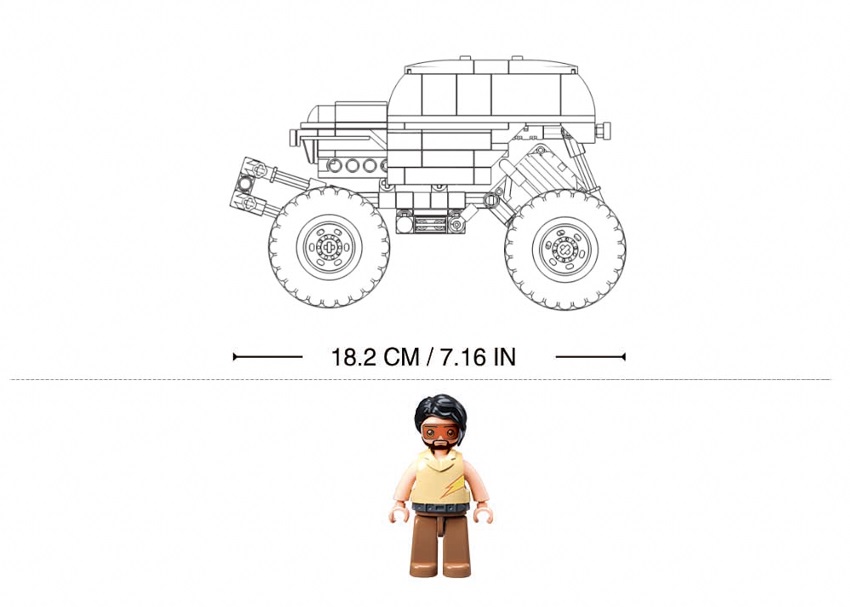 Sluban Power Bricks M38-B1161 Nakręcany samochód Bigfoot Green-Purple Speed Kixx - obrazek 5