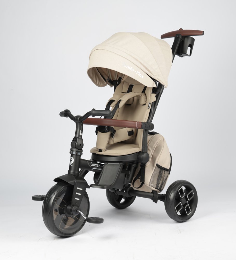 QPLAY Triciclo Comfo Max Beige, 7 in 1, età 10-72 mesi