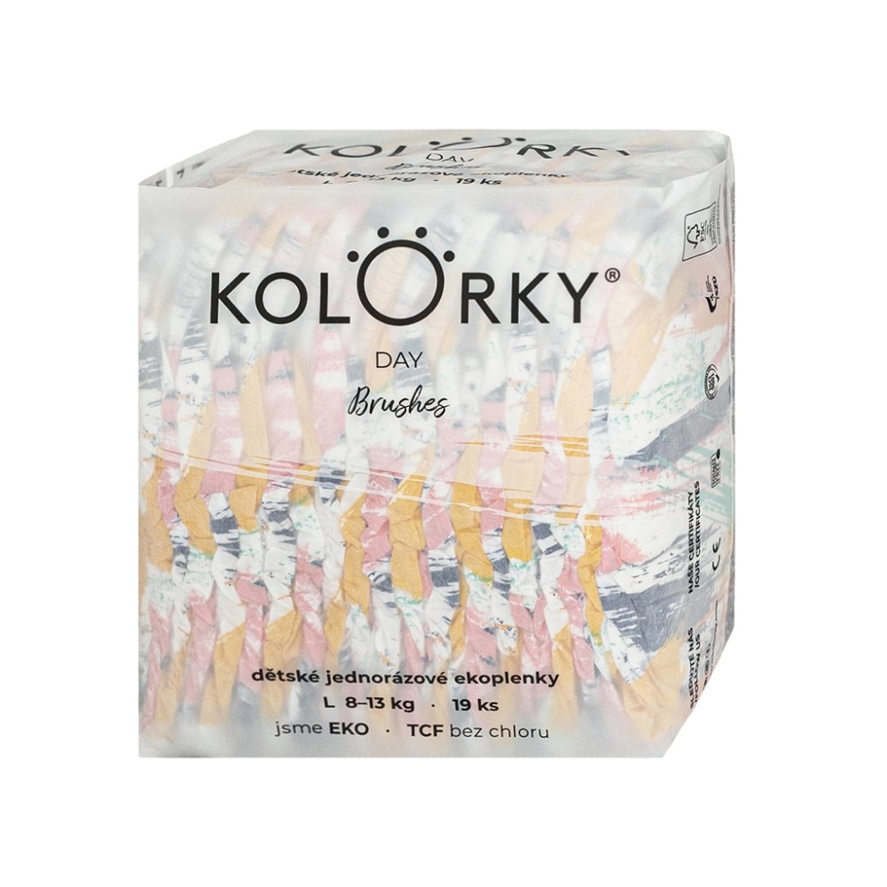 KOLORKY DAY Pañales desechables eco, štětec L (8-13 kg) 19 uds - Imagen 3