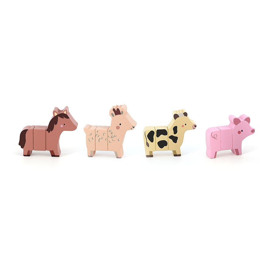 Vilac Puzzle magnétique en bois Animaux rigolos de la ferme – Image 4