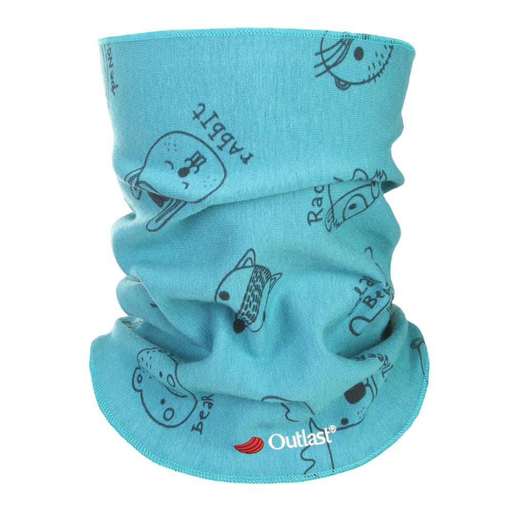 Gyermek nyakmelegítő TISK Outlast® - sötét türkiz állatok UNI