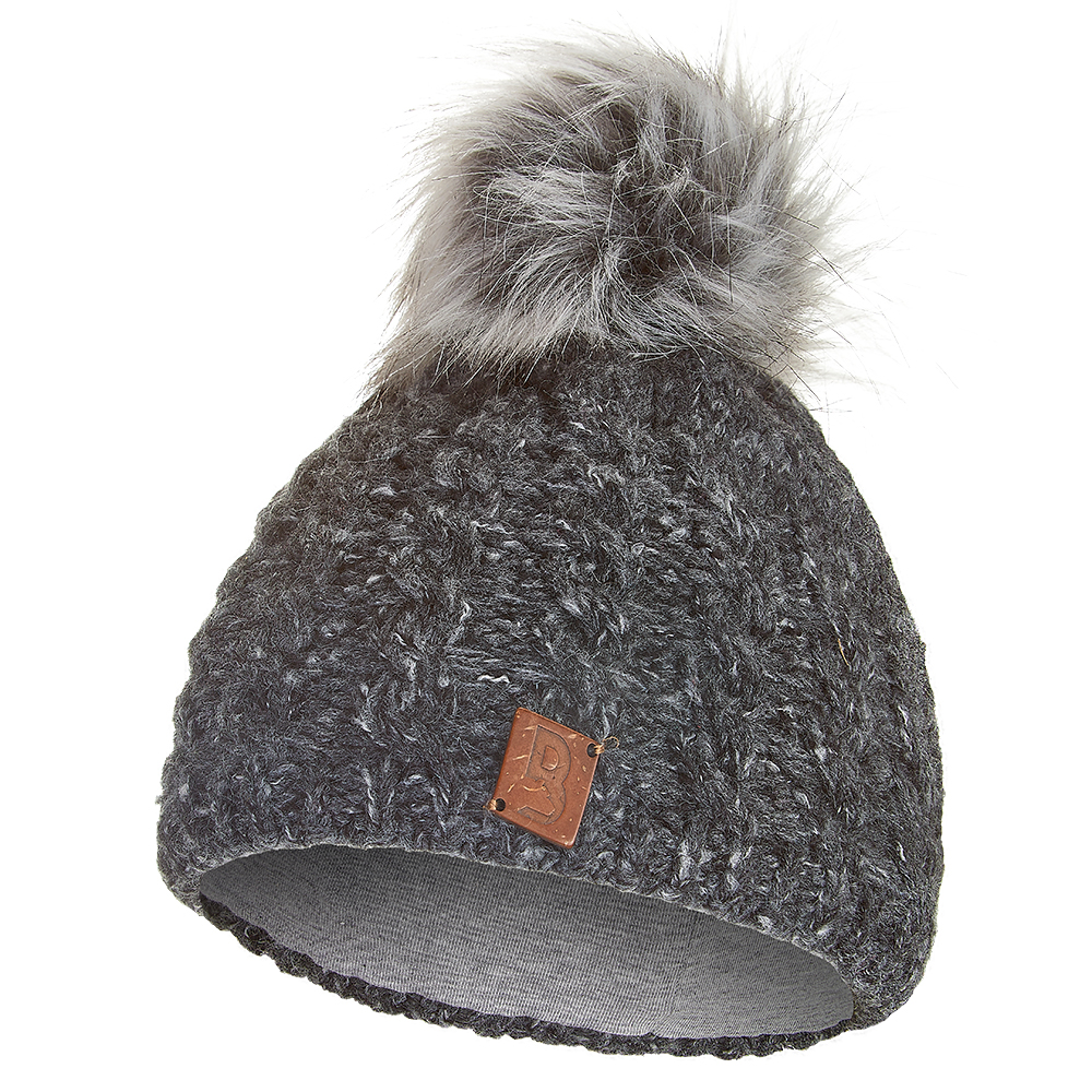 Berretto lavorato a maglia con trecce e pon pon peloso Outlast ® - nero-grigio-bianco 5 | 49-53 cm