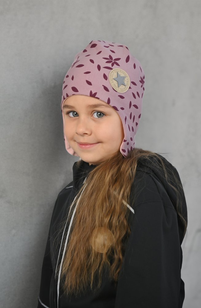 Bélelt lapföldi sapka BIO Outlast ® - bordó levelek/világos púder 6 | 54-57 cm - Image 3