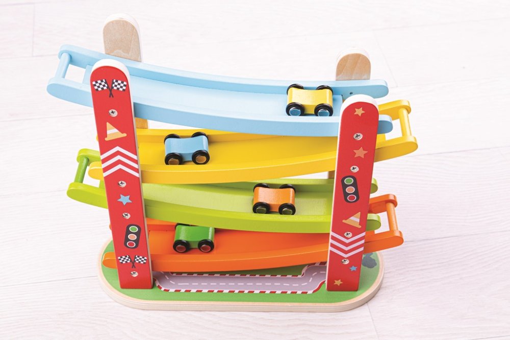 Bigjigs Toys Dřevěná automobilová závodní dráha (obrázek 5)