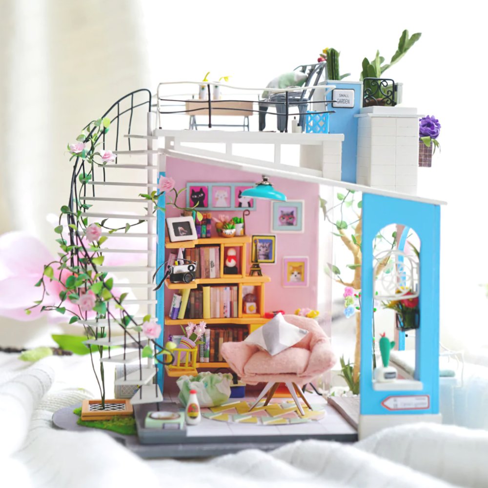 RoboTime 3D dřevěná skládačka Miniatura domečku Střešní terasa (obrázek 10)
