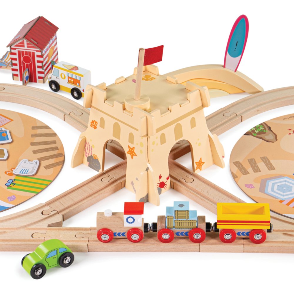 Bigjigs Rail Dřevěná vláčkodráha Úklid pobřeží 70 dílů (obrázek 8)