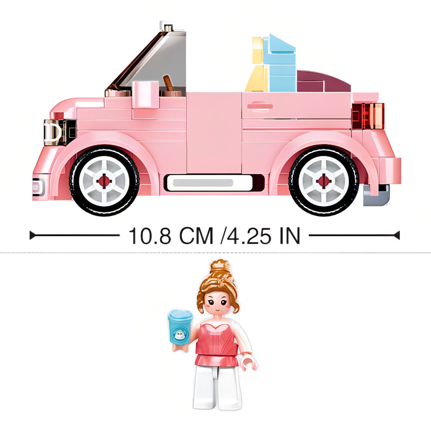 Sluban Girls Dream Mini Handcraft M38-B1086 Qmini růžový Kabriolet (obrázek 4)