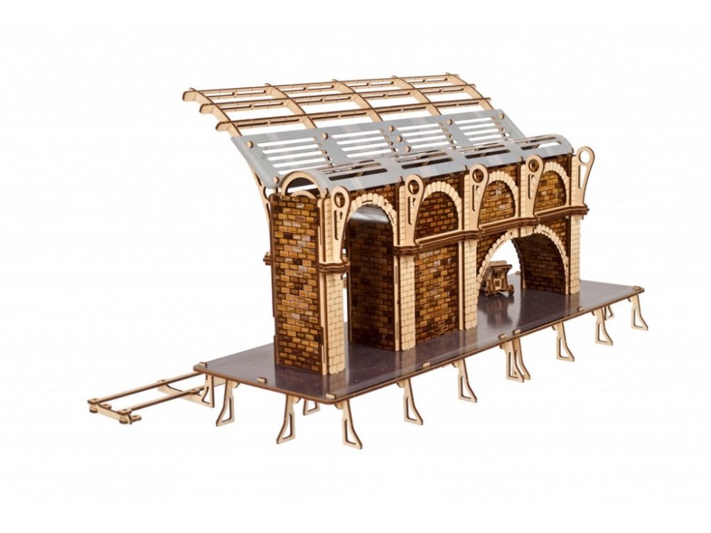 Ugears 3D dřevěné mechanické puzzle Harry Potter - vlakové nástupiště (obrázek 5)
