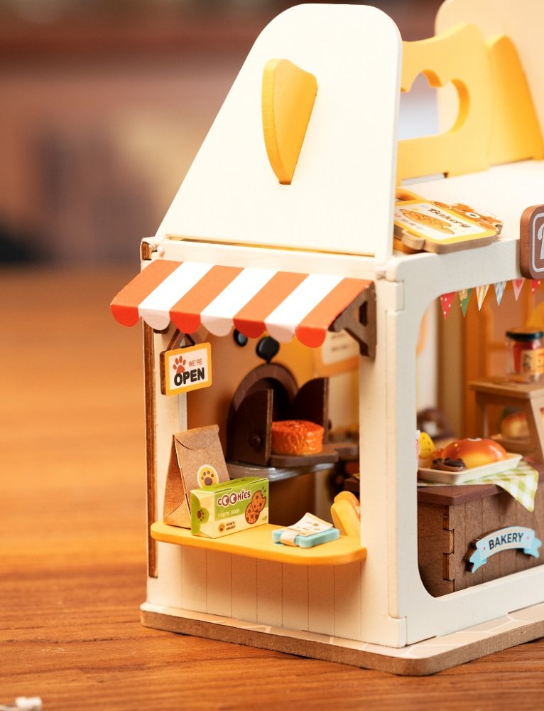 RoboTime 3D dřevěná skládačka Miniatura domečku Medvídkovo pekařství (obrázek 7)