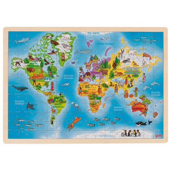 Goki Drewniane puzzle Mapa świata