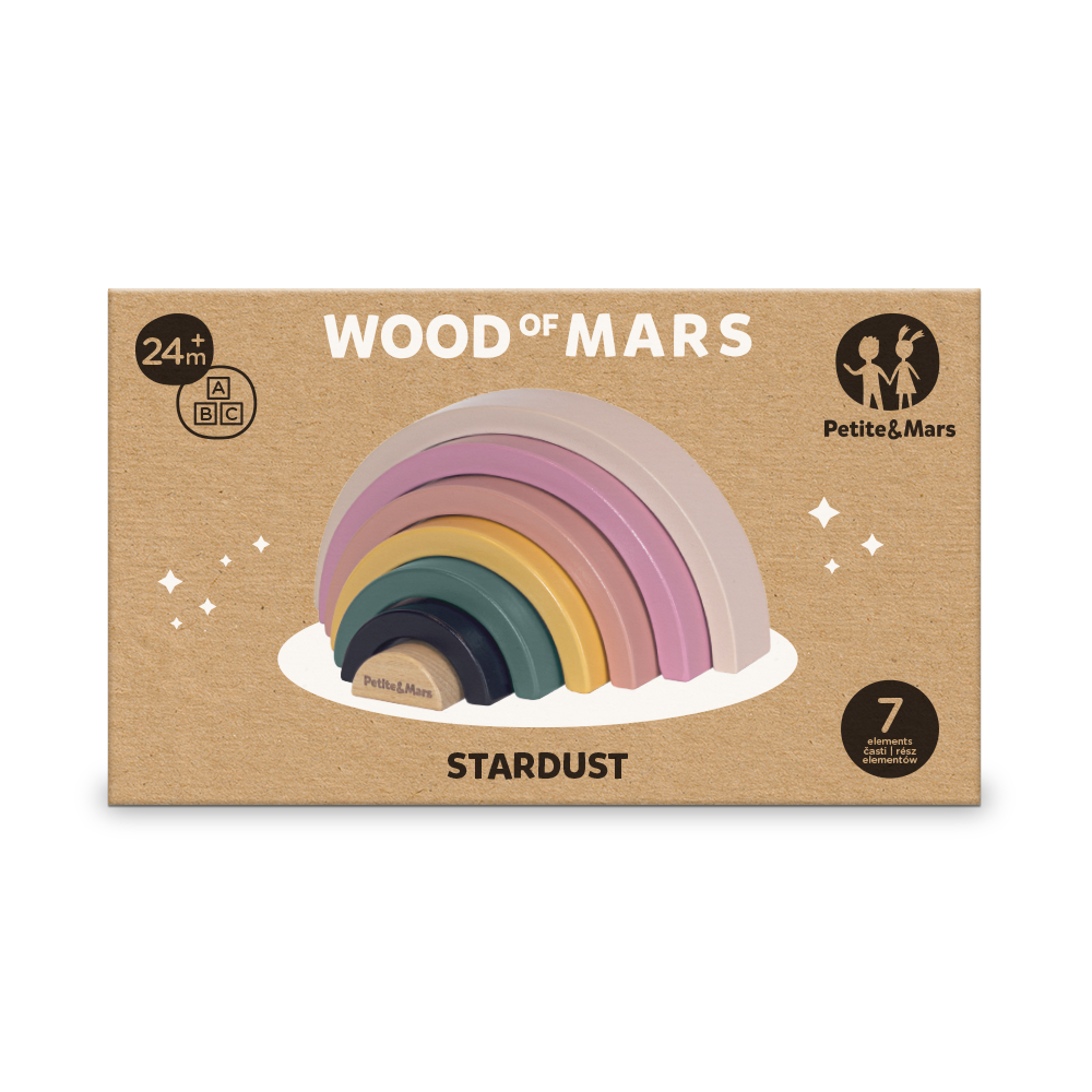 PETITE&MARS Hračka Dřevěná Skládací Stardust Wood Of Mars 24m+