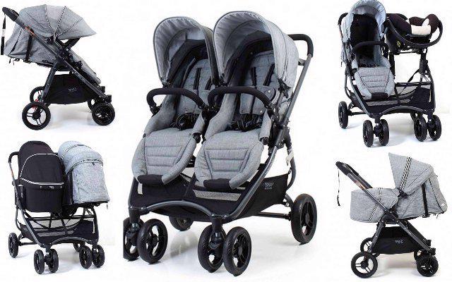 VALCO BABY Snap Ultra Duo Tvillingvagn Skräddarsydd Grå Marle + PETITE&MARS Fusak Jibot