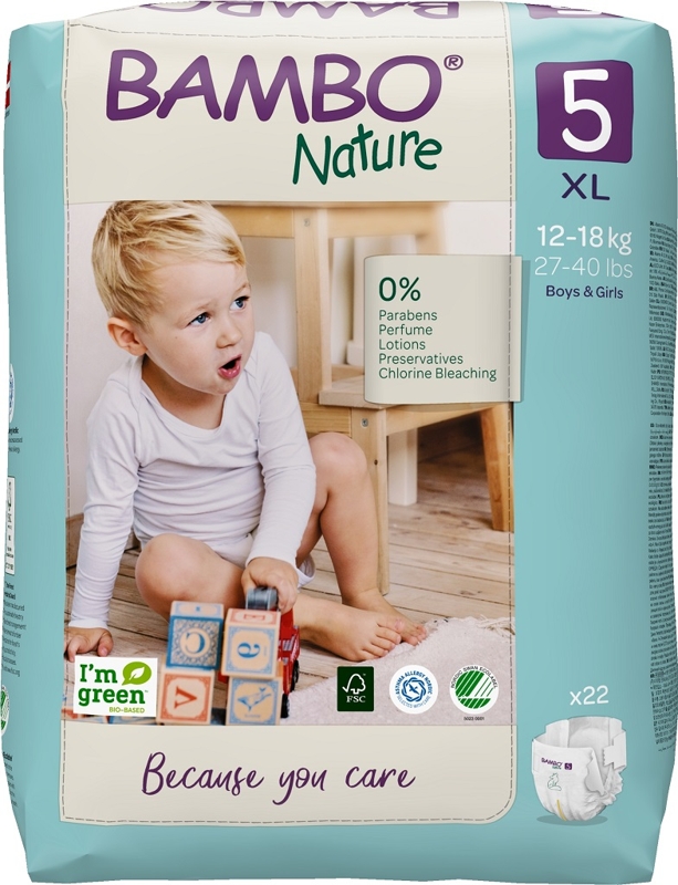 BAMBO Nature Pleny Jednorázové 5 XL (12-18 Kg) 22 Ks