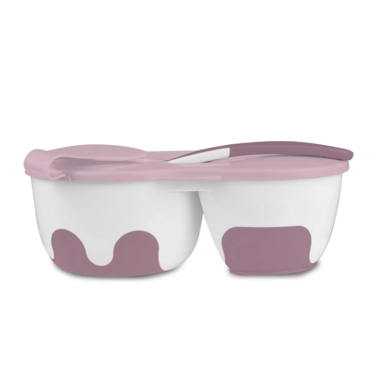 BABYONO Bol 2 en 1 fermable, avec cuillère 200+150 ml violet 6m+ – Image 3