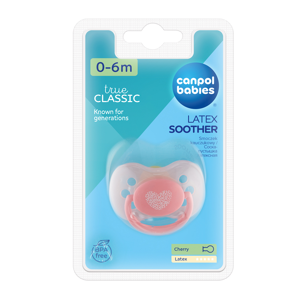 CANPOL BABIES Pacifier Rubber Cherry 0-6 M Pastels, Pink