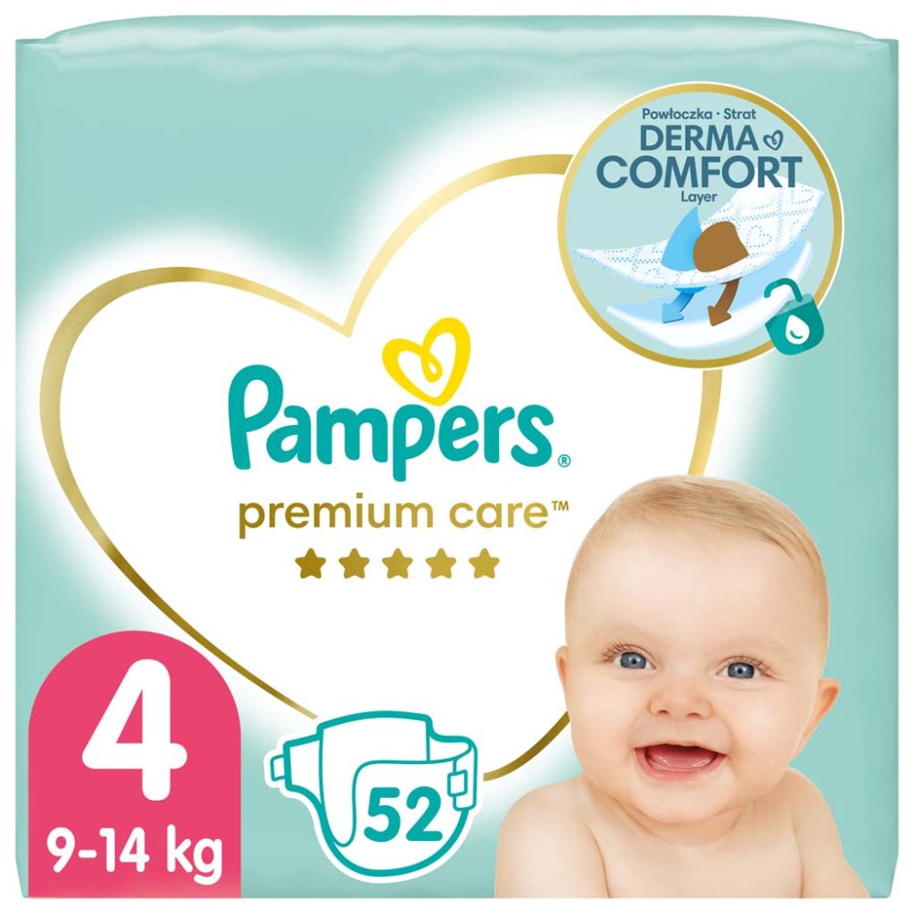 PAMPERS Premium Care Jednokratne Pelene 4 (9-14 Kg) 52 Kom