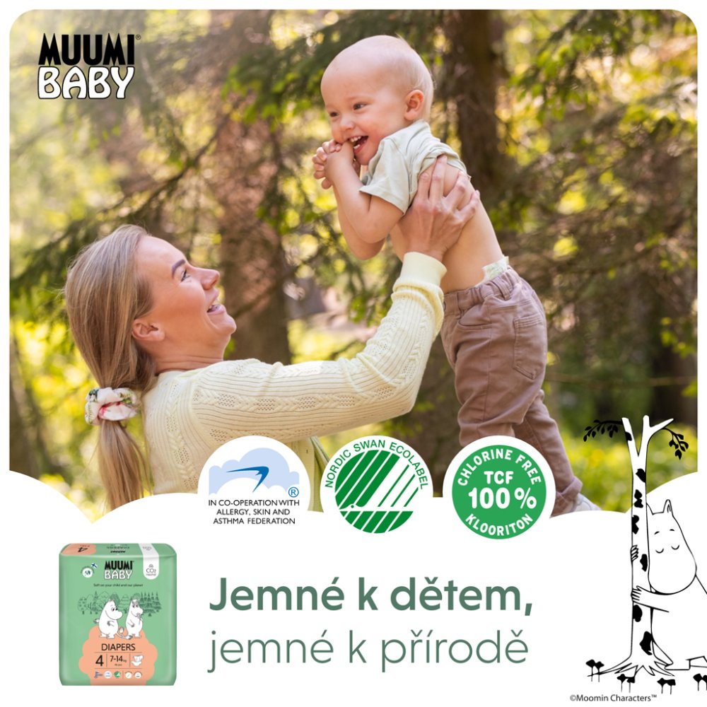 MUUMI Baby 4 Maxi 7-14 Kg (138 Stück), Monatspackung Öko-Windeln