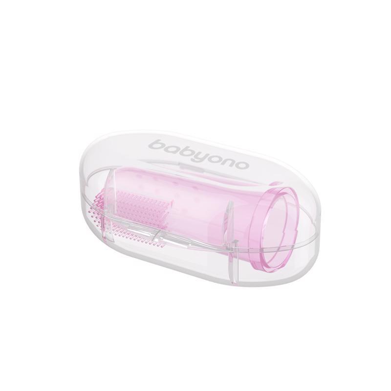 BABYONO Brosse à Dents Doigt Avec étui Rose