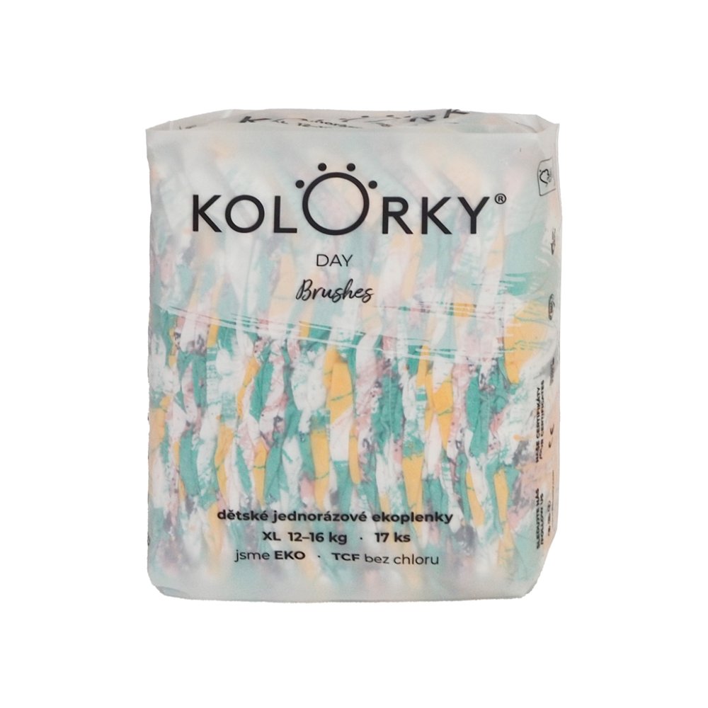 KOLORKY DAY Couches Jetables Eco, Brosse XL (12-16 Kg) 17 Pcs