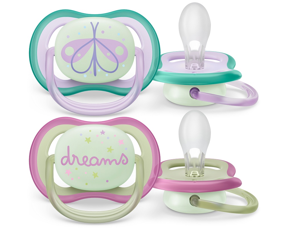 Philips AVENT Ultra Air Night Pacifier 0-6m Girl, 2 Pcs