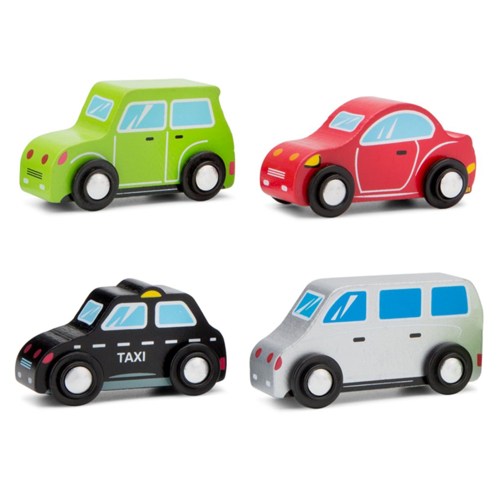 Juego De Mini Coches De Madera - 4 Piezas