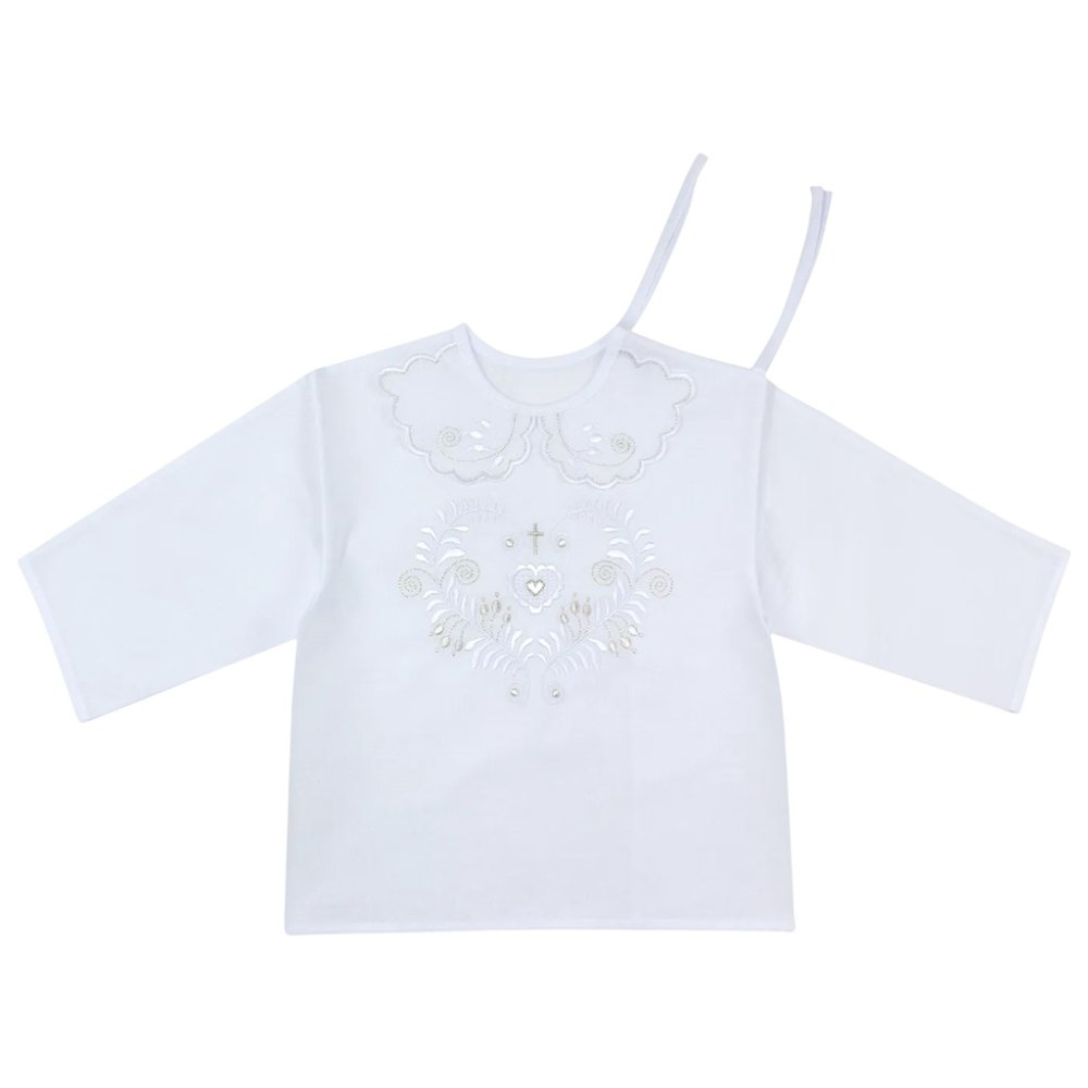 RICHELIEU Camicia da battesimo Folk tinta unita in cotone taglia unica. 56