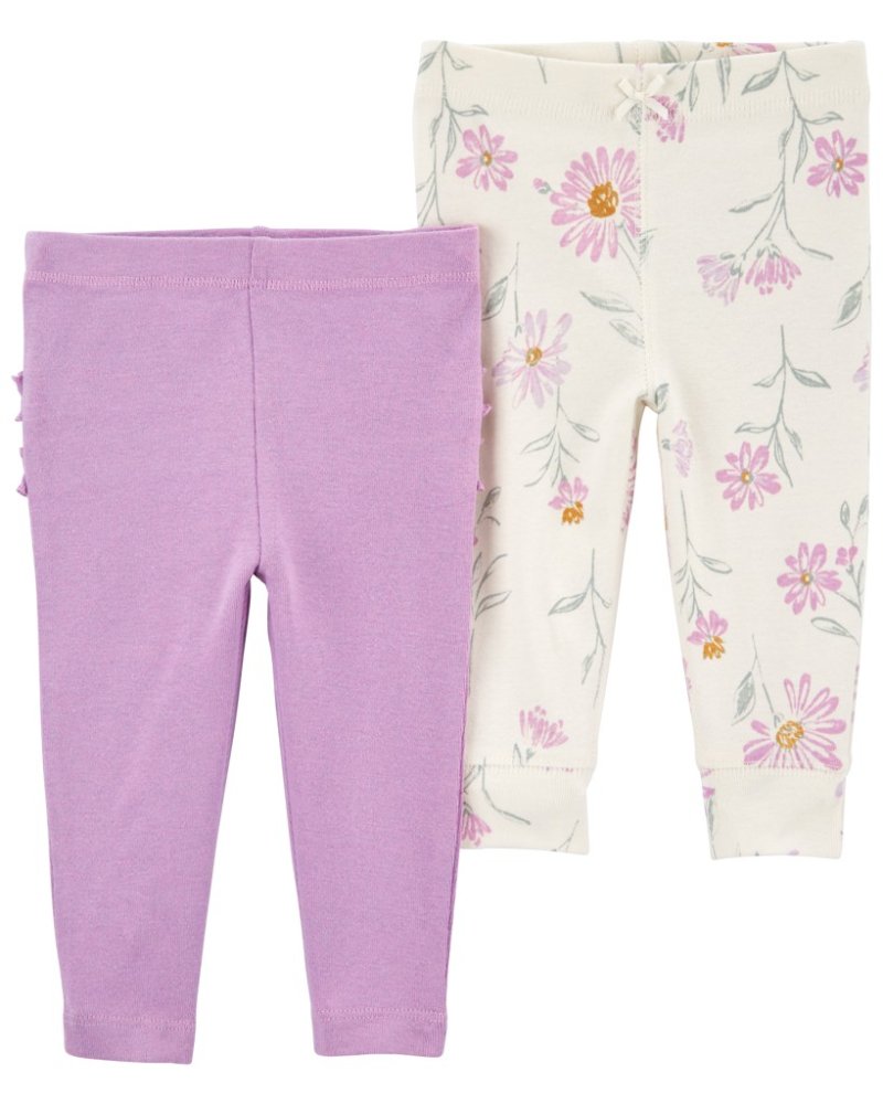Pantalon de survêtement/leggings CARTER'S Violet Floral fille 2 pièces 12m/taille. 80 – Image 3