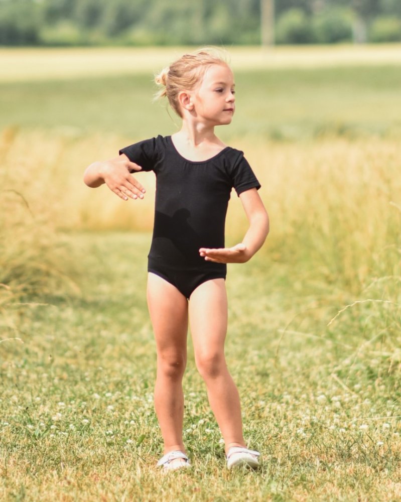 Maglia da danza classica e ginnastica per bambine, NERO 140