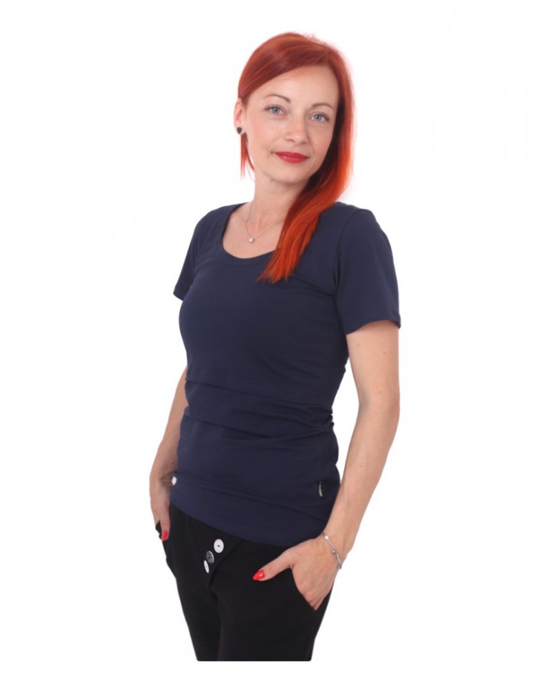 T-shirt d'allaitement Kateřina, manches courtes, bleu foncé XS/S – Image 4
