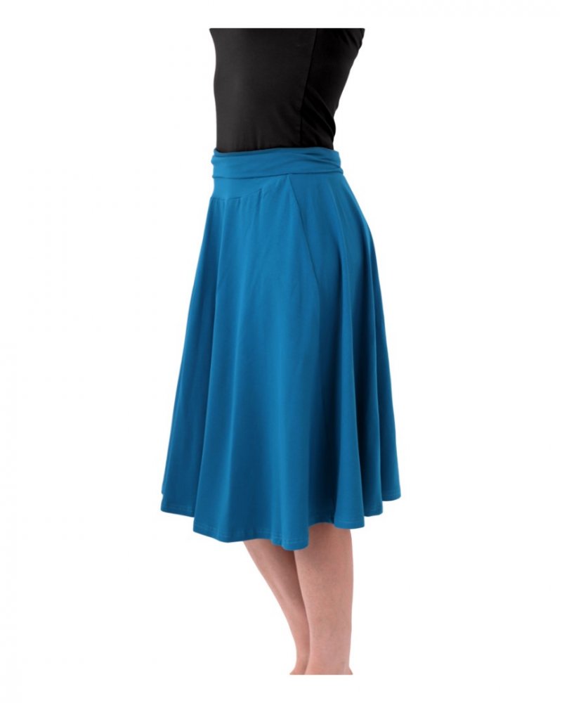 Damen- und Umstandsmidirock Mirka, dunkeltürkis L/XL
