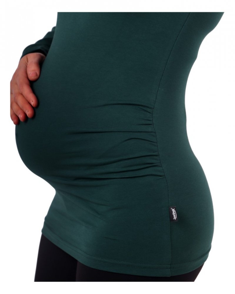 T-shirt premaman Johanka, manica lunga, verde bottiglia M/L - immagine 3