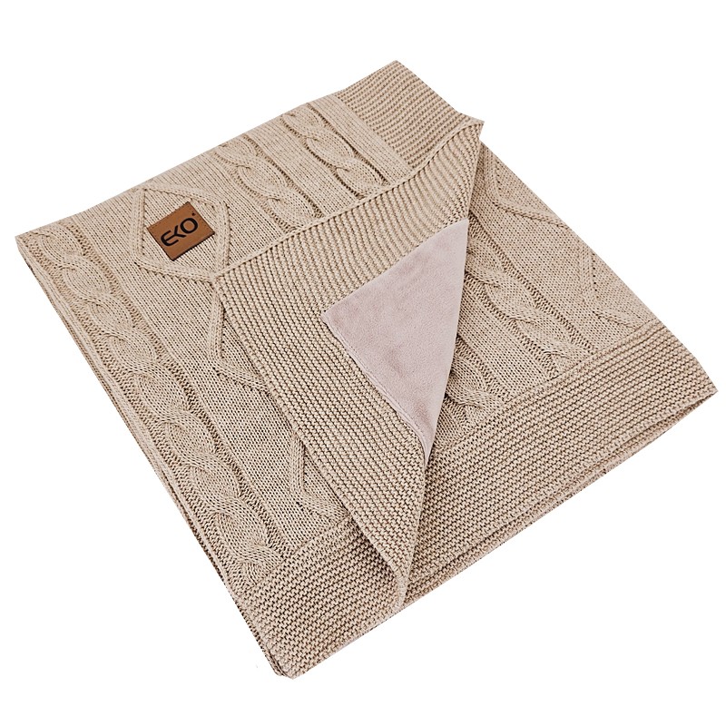 Coperta EKO in cashmere con fodera in velluto Beige 100x80 cm