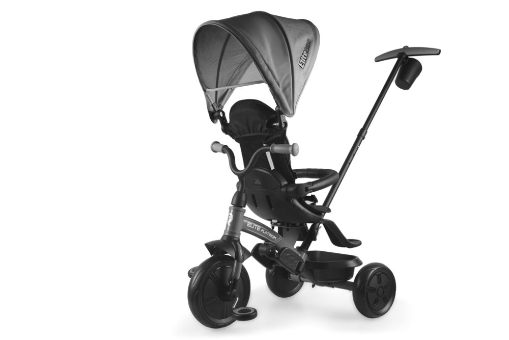 QPLAY Rowerek Trójkołowy Elite Platinum Grey, 6 w 1, wiek 10-72 miesiące - obrazek 5