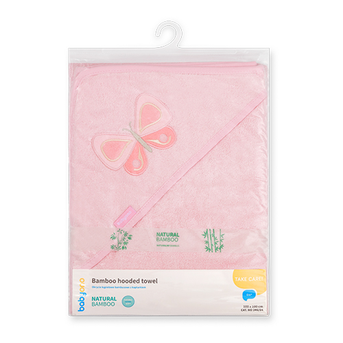 BABYONO Asciugamano con cappuccio Bamboo rosa 100x100 cm - immagine 3